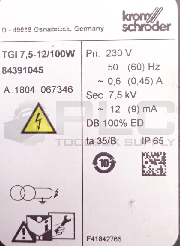 NEW KROMSCHRODER 84391045 TRANSFORMER 230V 50/60HZ TZI 7,5-12/100W - Image 7