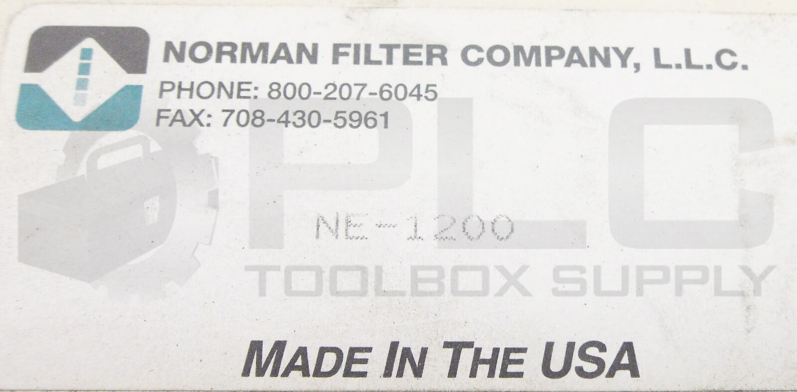 NEW NORMAN FILTER COMPANY NE1200 FILTER PLC Toolbox Supply