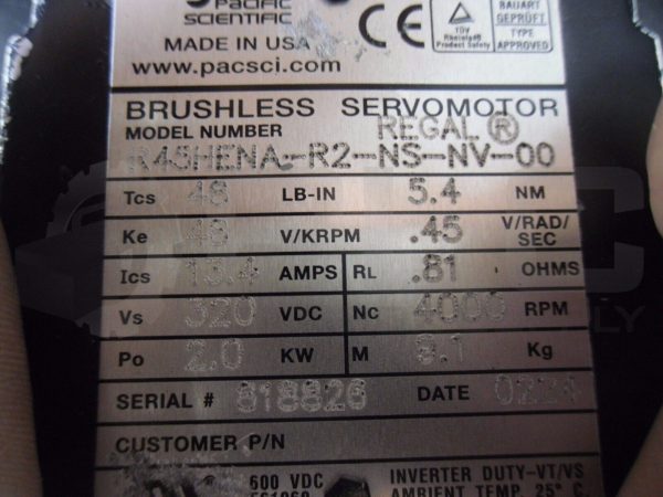 NEW PACIFIC SCIENTIFIC BRUSHLESS SERVOMOTOR R45HENA-R2-NS-NV-00 - Image 5