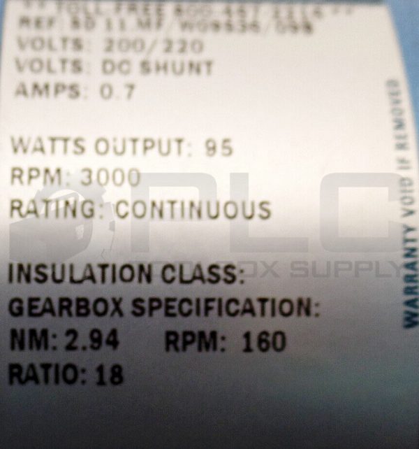NEW PARVALUX SD 11.MF/W09536/09B GEAR MOTOR - Image 5