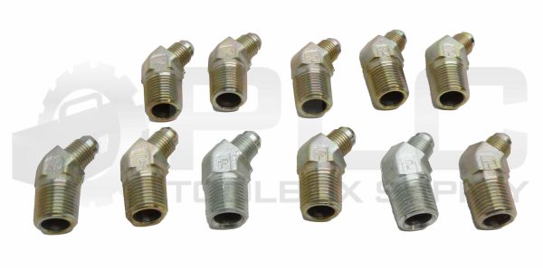 LOT OF 11 NEW PARKER 13/16" OD MALE X 9/16" OD MALE 45° ELBOW FITTINGS
