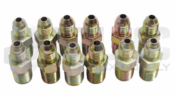 LOT OF 12 NEW 1/2" OD MALE X 7/16" OD MALE FITTINGS