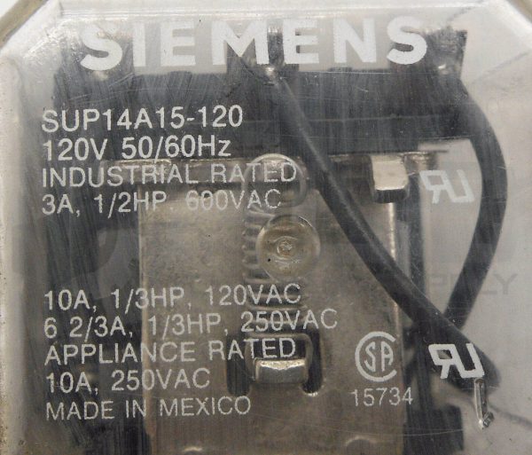 LOT OF 2 SIEMENS SUP14A15-120 COIL RELAYS 3A 1/2HP 600VAC - Image 5