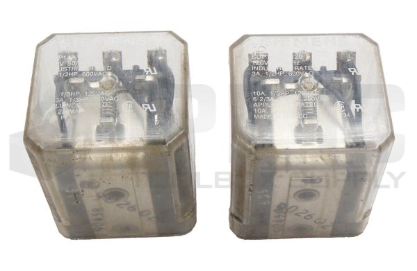 LOT OF 2 SIEMENS SUP14A15-120 COIL RELAYS 3A 1/2HP 600VAC