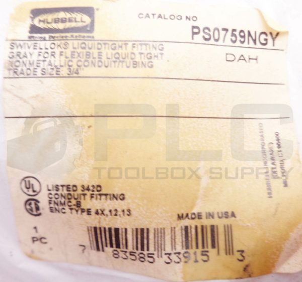 LOT OF 4 NEW SEALED HUBBELL PS0759NGY SWIVELLOK CONDUIT FITTING, GRAY - Image 5