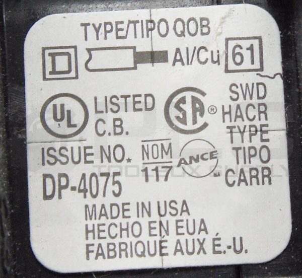 LOT OF 7 SQUARE D DP-4075 CIRCUIT BREAKER 20A 120/240V 10KA - Image 5