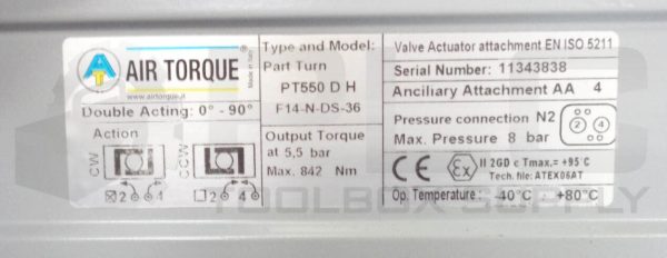 NEW AIR TORQUE PT550 D H DOUBLE ACTING PNEUMATIC VALVE ACTUATOR 120 PSI - Image 8