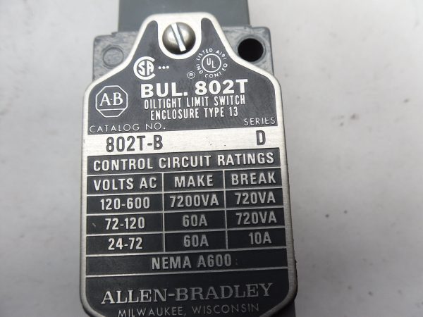 NEW ALLEN BRADLEY 802T-B SER D OILTIGHT LIMIT SWITCH NSMP - Image 12