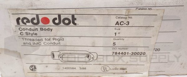 NEW BOX OF 5 RED DOT AC-3 CONDUIT BODY 1" *READ* - Image 6