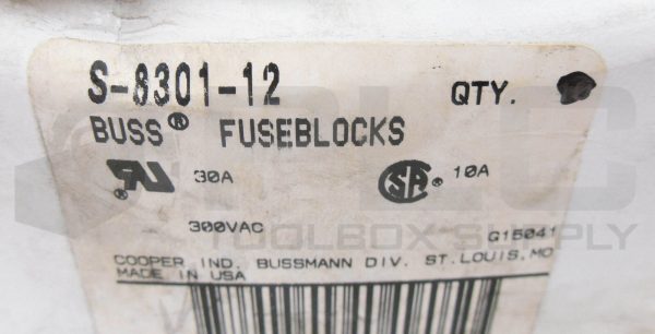 NEW BUSSMAN S-8301-12 FUSEBLOCK 300VAC 30A - Image 4