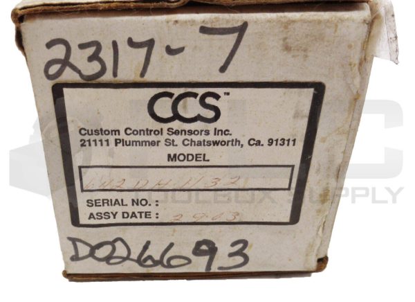 NEW CCS CUSTOM CONTROL SENSORS 642DH1132 PRESSURE SWITCH - Image 7