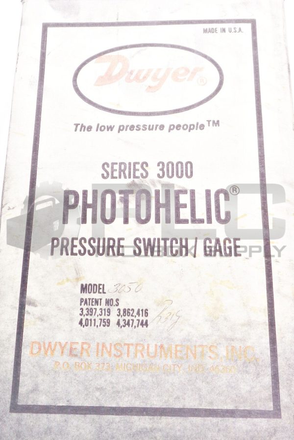 NEW DWYER 3050 SERIES 3000 PHOTOHELIC PRESSURE SWITCH/GAGE - Image 6