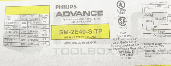 NEW PHILIPS ADVANCE SM-2E40-S-TP INSTANT START BALLAST 120V 60HZ SM2E40STP - Image 5