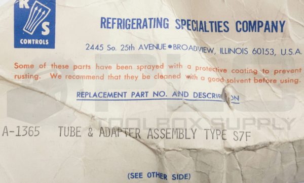 NEW REFRIGERATING SPECIALTIES CO. A-1365 TUBE & ADAPTER ASSY. TYPE S7F - Image 8