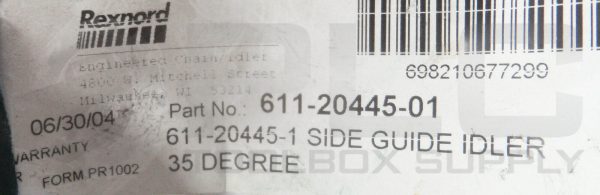 NEW REXNORD 611-20445-01 SIDE GUIDE IDLER 35 DEGREES *READ* - Image 6