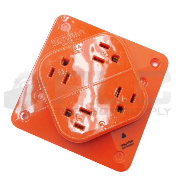LOT OF 2 NEW BRYANT 1254-IGO QUADPLEX RECEPTACLE ORANGE 15A 125V 2P 3W - Image 4