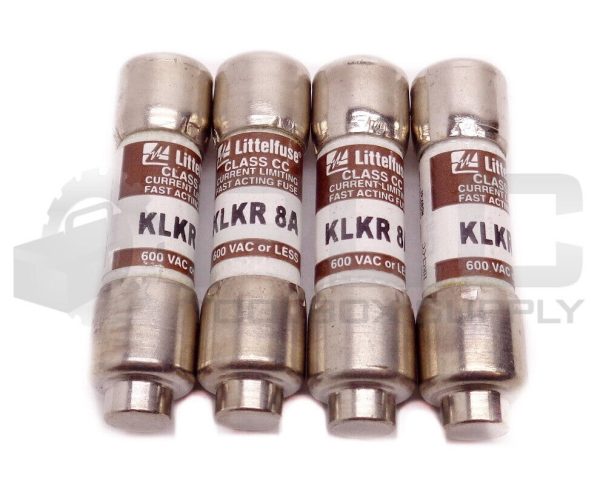 LOT OF 4 NEW LITTELFUSE KLKR 8A CLASS CC CURRENT LIMITING FUSES 600VAC KLKR-8A
