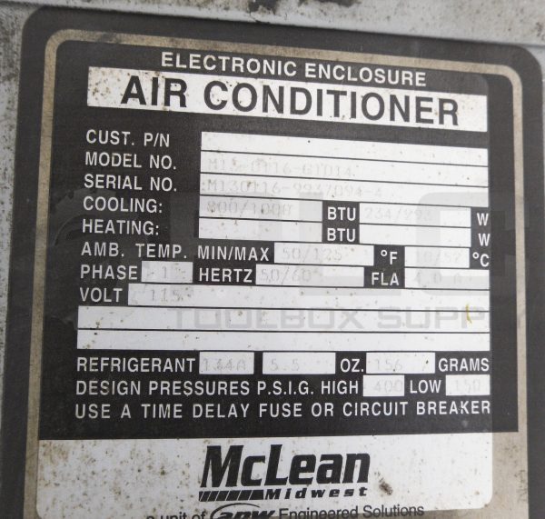 MCLEAN M13-0116-G1014 ELECTRONIC ENCLOSURE AIR CONDITIONER 50/60HZ 1PH - Image 7