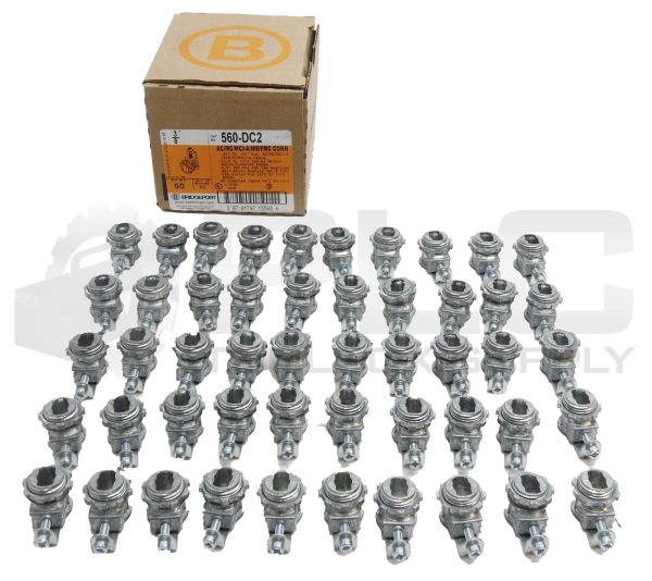 NEW BOX OF 50 BRIDGEPORT 560-DC2 SADDLEGRIP CONNECTORS 3/8"