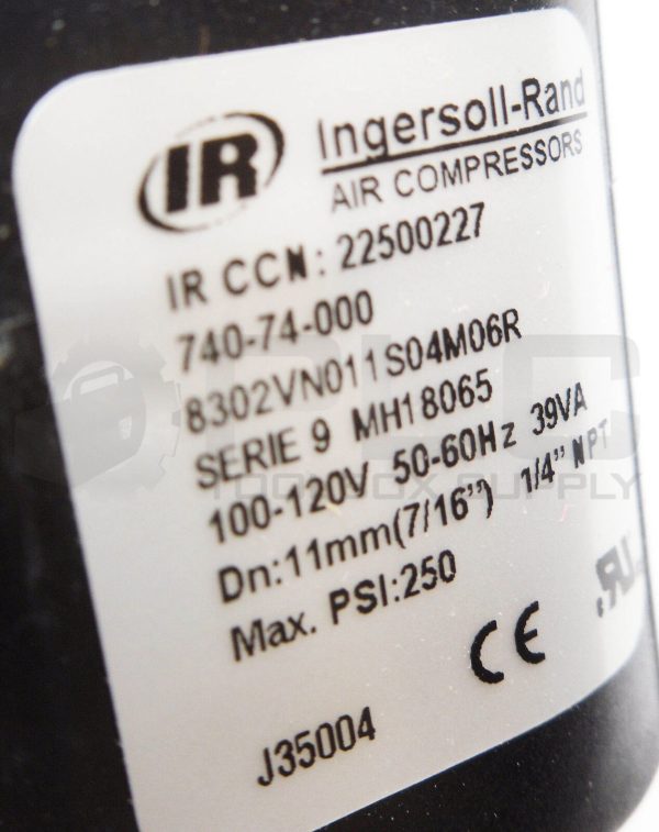 NEW INGERSOLL RAND 22500227 VALVE DRAIN 250PSI 100-120V 50/60HZ 1/4"NPT - Image 6