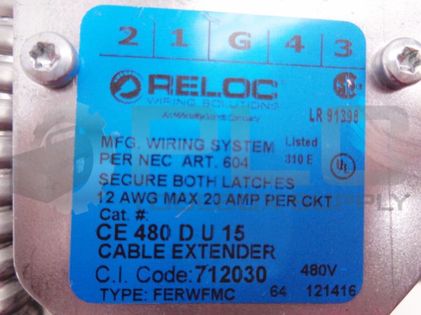 NEW RELOC CE 480 D U 15 CABLE EXTENDER - Image 4