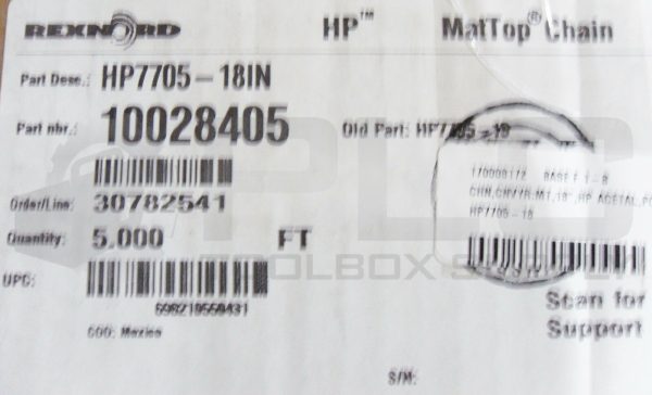 NEW REXNORD HP7705-18IN MATTOP CONVEYER CHAIN 18" WIDE 5' LONG 10028405 - Image 5