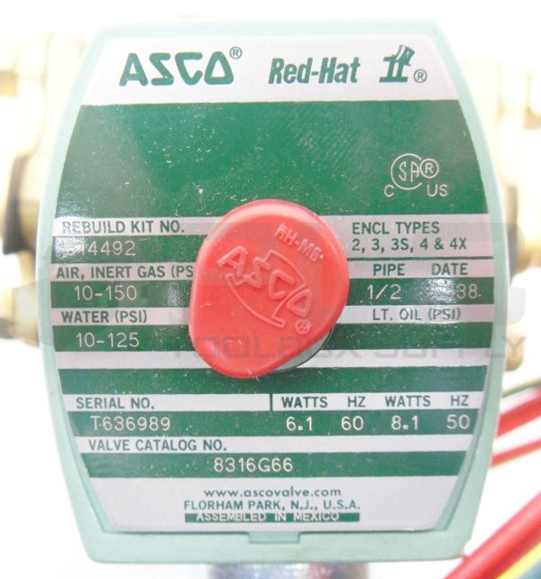 NEW ASCO RED HAT II 8316G66 3-WAY SOLENOID VALVE MP-C-080 110/120V 50/60HZ - Image 8