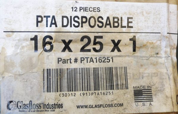 NEW BOX OF 12 GLASFLOSS PTA16251 DISPOSABLE AIR FILTERS 16X25X1 *READ* - Image 5