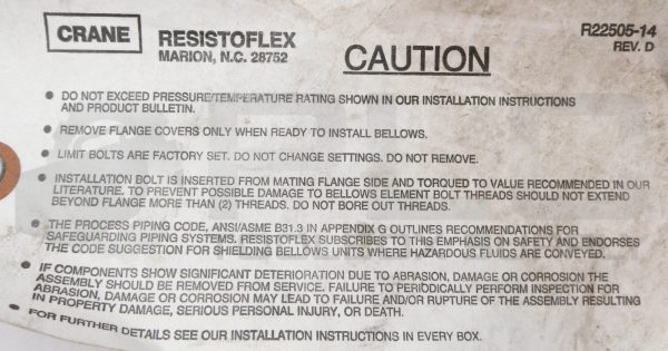 NEW CRANE R22505-14 RESISTOFLEX EXPANSION JOINT - Image 5