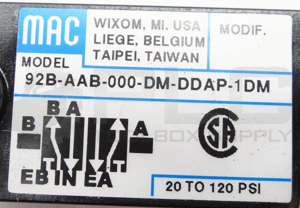 NEW MAC 92B-AAB-000-DDAP-1DM SOLENOID VALVE 20 TO 120PSI & DMB-DDAP-1DM 24V 5.4W - Image 8