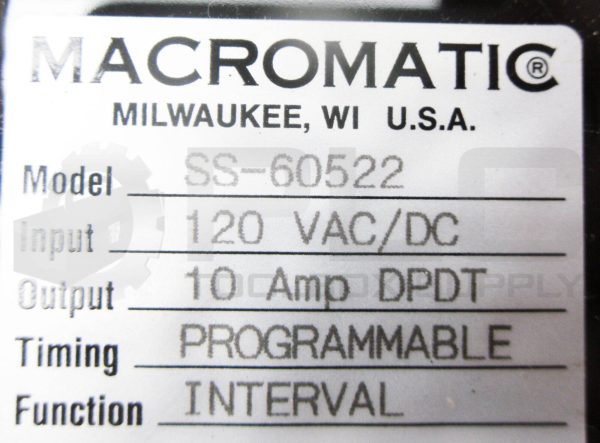 NEW MACROMATIC SS-60522 PROGRAMMABLE INTERVAL SOILD STATE TIME DELAY RELAY - Image 6