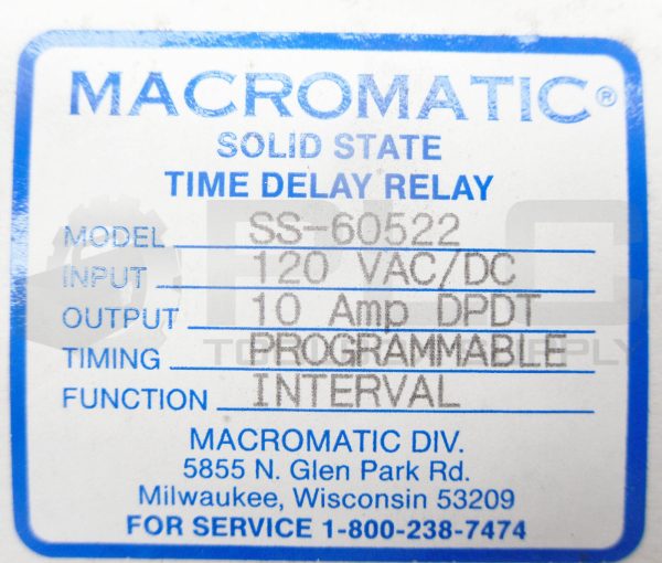 NEW MACROMATIC SS-60522 PROGRAMMABLE INTERVAL SOILD STATE TIME DELAY RELAY - Image 7