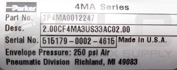 NEW PARKER 1P4MA0012247 PNEUMATIC CYLINDER 4MA SERIES 250PSI - Image 6
