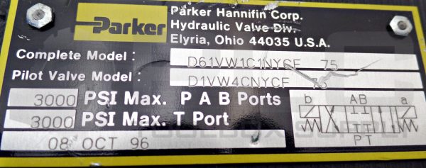 NEW PARKER D61VW1C1NYCF 75 PILOT OPERATED DIRECTIONAL CNTRL VALVE W/ D1VW4CNYCF - Image 5