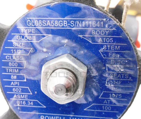 NEW POWELL GL08SA58GB-S/N111641 GLOBE VALVE 1-1/2" 1975PSI A105 - Image 7