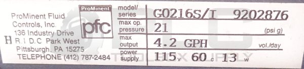 NEW PROMINENT FLUID CONTROLS G0216S/I METER / PUMP GAMMA/4-I - Image 6