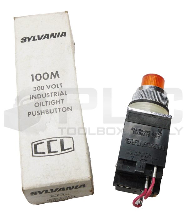 NEW SYLVANIA 100M OILTIGHT PUSHBUTTON AMBER 300V 100MH116  100M-ZAA